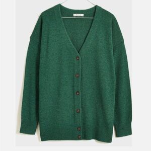 Madewell V-Neck Relaxed Cardigan Wool Blend Size S Forest Green